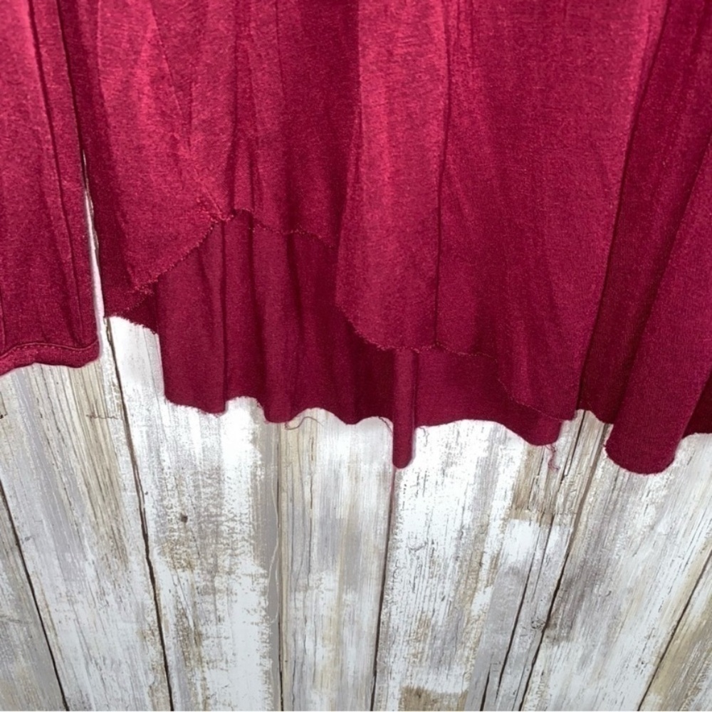 Maurices Red Lace Shoulder Raw Hem Blouse - Picture 3 of 6